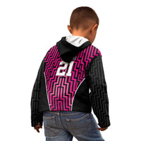 Custom Basketball New Zealand Kid Hoodie Pink Maori Ta Moko Indigenous - Polynesian Pride