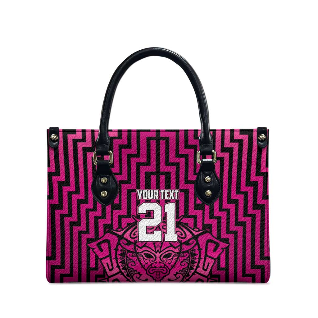 Custom Basketball New Zealand Leather Bag Pink Maori Ta Moko Indigenous - Polynesian Pride