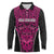 Custom Basketball New Zealand Long Sleeve Polo Shirt Pink Maori Ta Moko Indigenous - Polynesian Pride