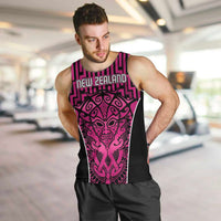 Custom Basketball New Zealand Men Tank Top Pink Maori Ta Moko Indigenous - Polynesian Pride