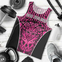 Custom Basketball New Zealand Men Tank Top Pink Maori Ta Moko Indigenous - Polynesian Pride