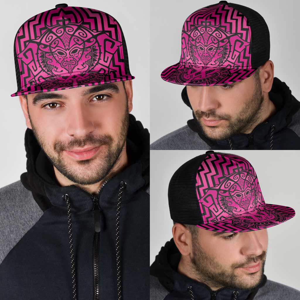 Basketball New Zealand Mesh Trucker Cap Pink Maori Ta Moko Indigenous - Polynesian Pride