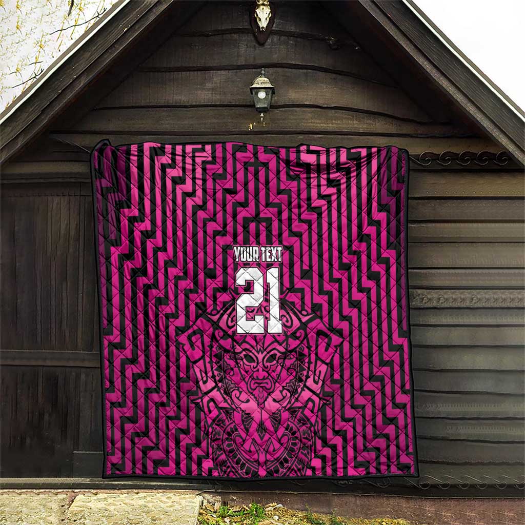 Custom Basketball New Zealand Quilt Pink Maori Ta Moko Indigenous - Polynesian Pride