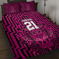 Custom Basketball New Zealand Quilt Bed Set Pink Maori Ta Moko Indigenous - Polynesian Pride