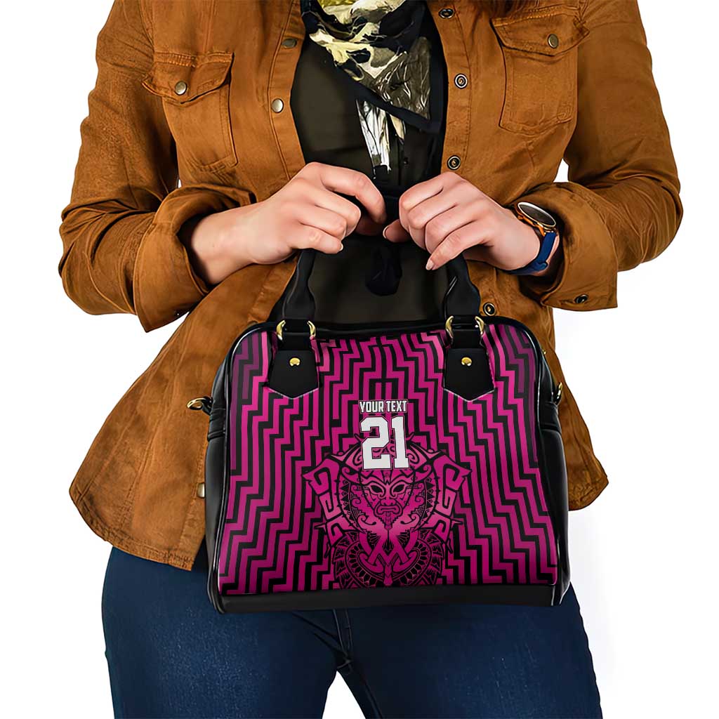 Custom Basketball New Zealand Shoulder Handbag Pink Maori Ta Moko Indigenous - Polynesian Pride