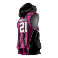 Custom Basketball New Zealand Sleeveless Hoodie Pink Maori Ta Moko Indigenous - Polynesian Pride