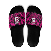 Custom Basketball New Zealand Slide Sandals Pink Maori Ta Moko Indigenous - Polynesian Pride