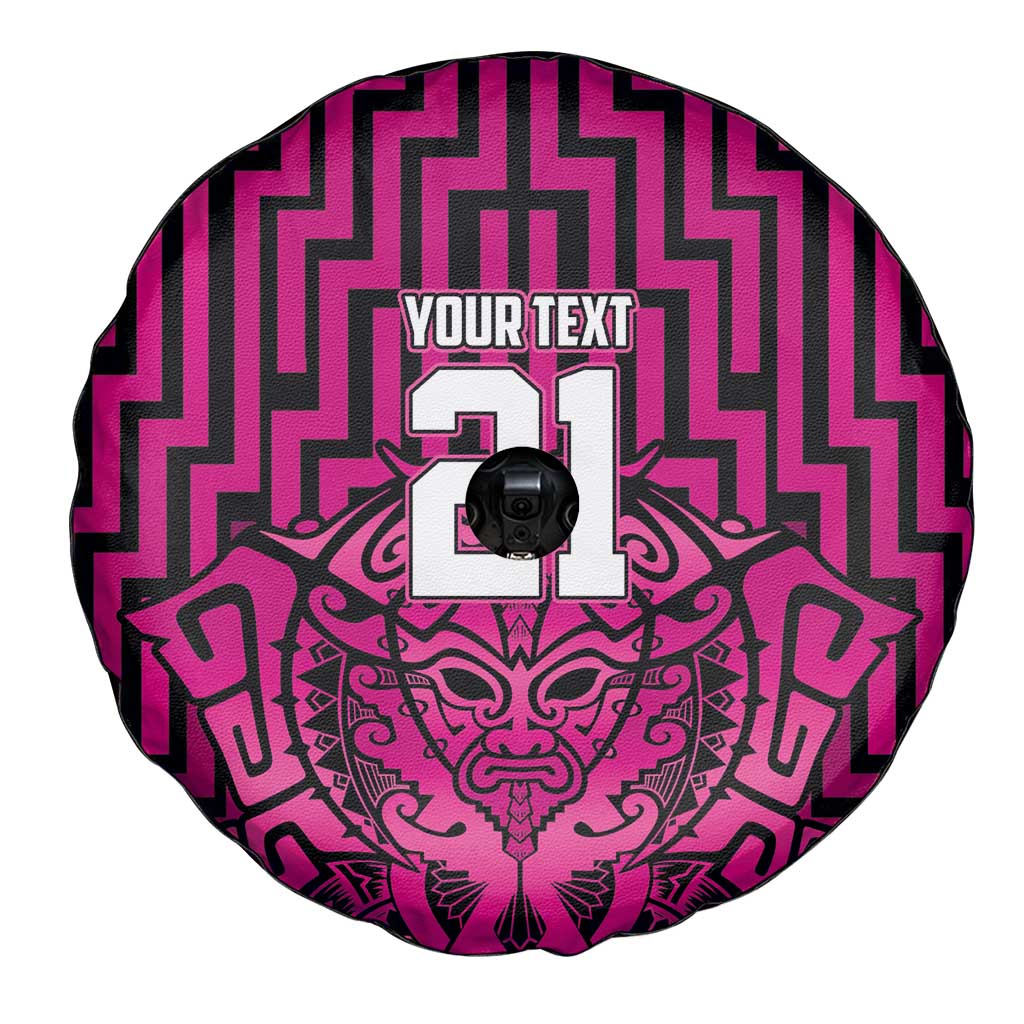 Custom Basketball New Zealand Spare Tire Cover Pink Maori Ta Moko Indigenous - Polynesian Pride