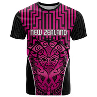 Custom Basketball New Zealand T Shirt Pink Maori Ta Moko Indigenous - Polynesian Pride