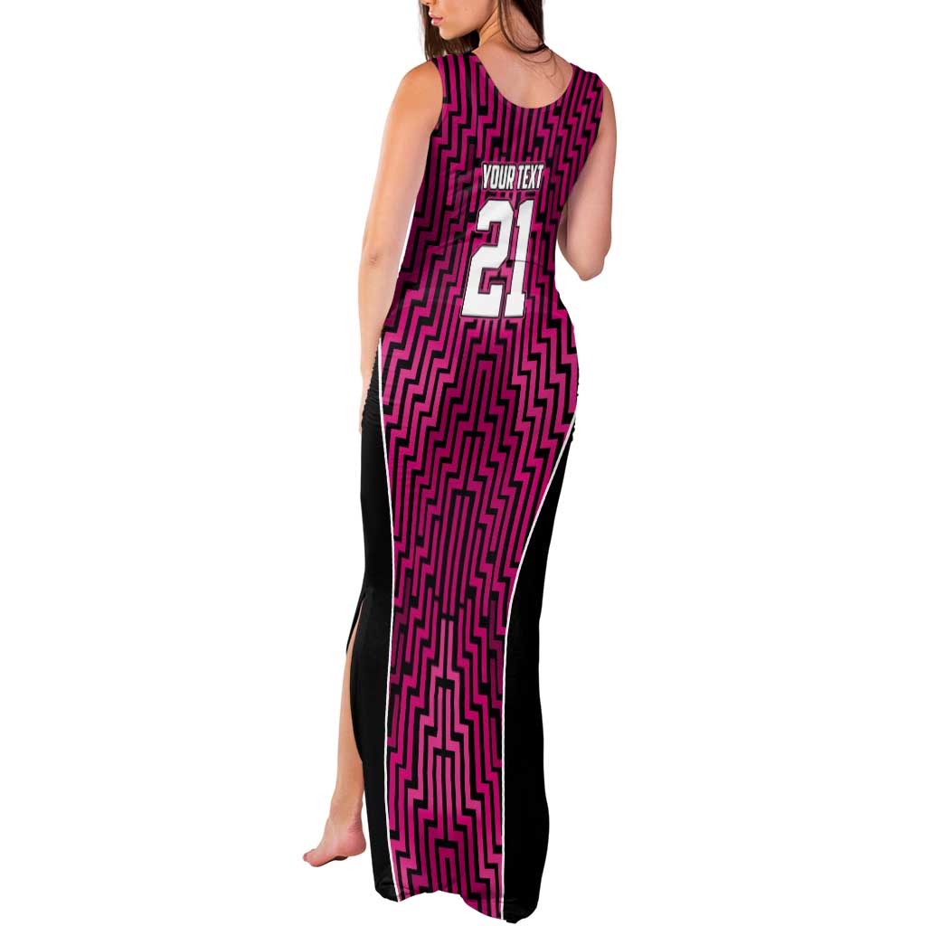 Custom Basketball New Zealand Tank Maxi Dress Pink Maori Ta Moko Indigenous - Polynesian Pride