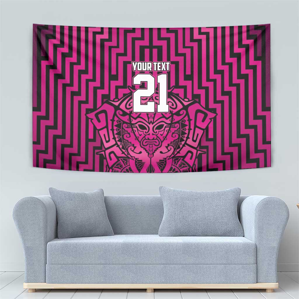 Custom Basketball New Zealand Tapestry Pink Maori Ta Moko Indigenous - Polynesian Pride