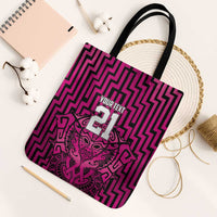 Custom Basketball New Zealand Tote Bag Pink Maori Ta Moko Indigenous - Polynesian Pride