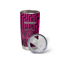 Custom Basketball New Zealand Tumbler Cup Pink Maori Ta Moko Indigenous - Polynesian Pride