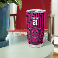 Custom Basketball New Zealand Tumbler Cup Pink Maori Ta Moko Indigenous - Polynesian Pride