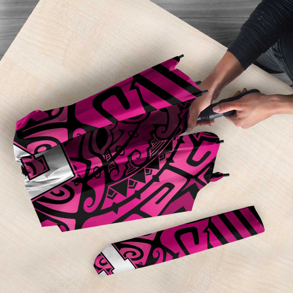 Custom Basketball New Zealand Umbrella Pink Maori Ta Moko Indigenous - Polynesian Pride