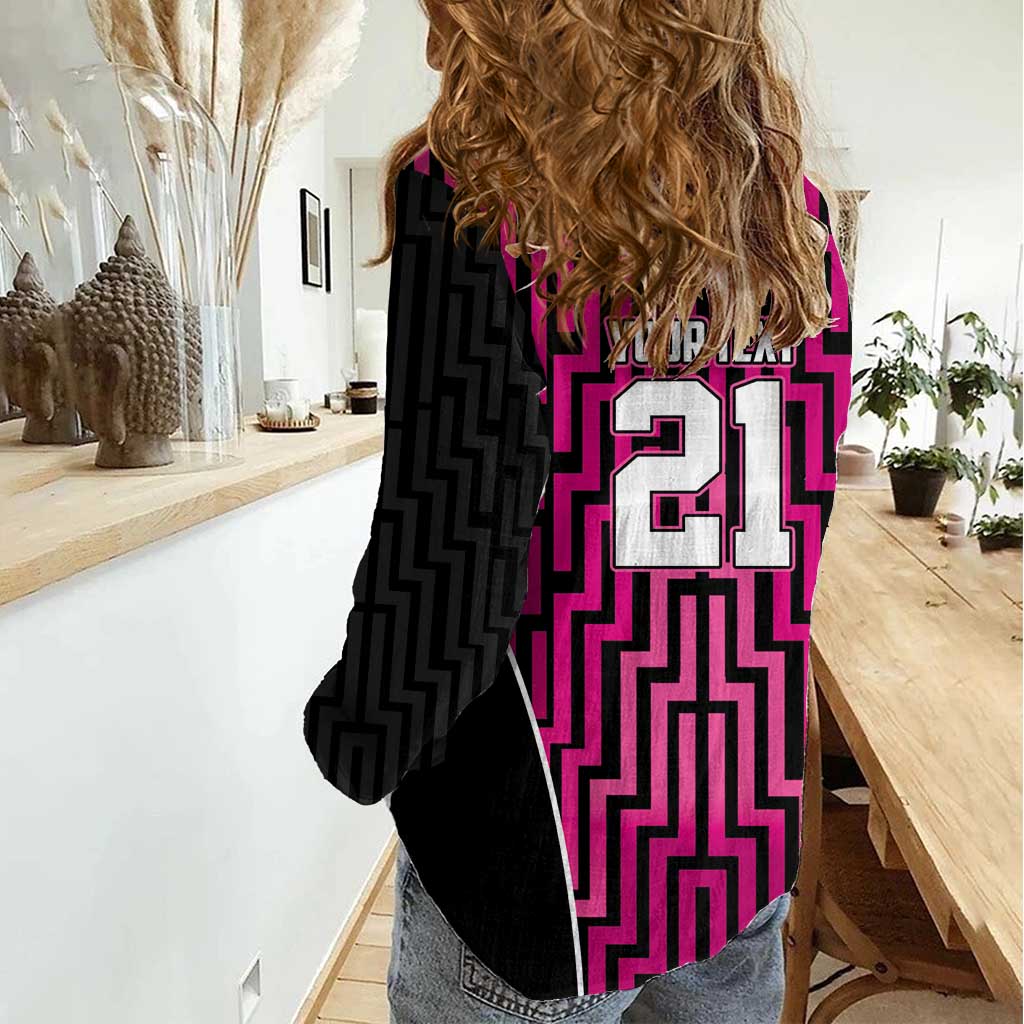 Custom Basketball New Zealand Women Casual Shirt Pink Maori Ta Moko Indigenous - Polynesian Pride