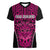 Custom Basketball New Zealand Women V-Neck T-Shirt Pink Maori Ta Moko Indigenous - Polynesian Pride