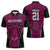 Custom Basketball New Zealand Zipper Polo Shirt Pink Maori Ta Moko Indigenous - Polynesian Pride