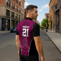 Custom Basketball New Zealand Zipper Polo Shirt Pink Maori Ta Moko Indigenous - Polynesian Pride