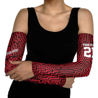 Custom Basketball New Zealand Arm Sleeves Red Maori Ta Moko Indigenous - Polynesian Pride