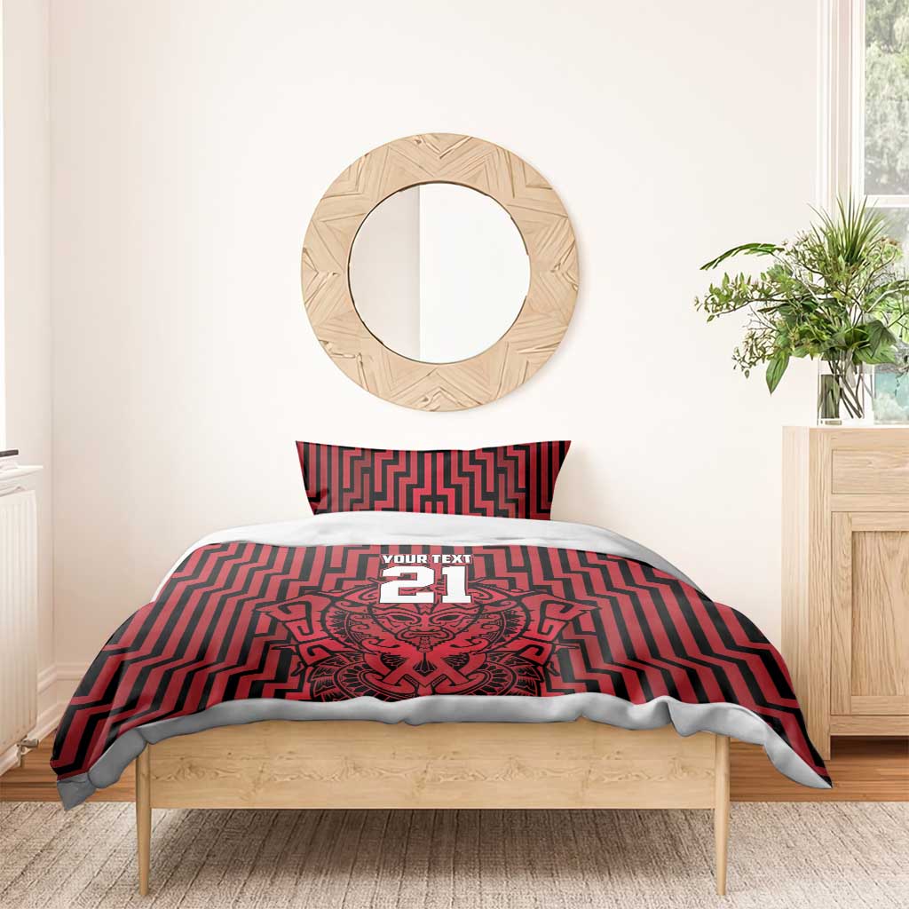 Custom Basketball New Zealand Bedding Set Red Maori Ta Moko Indigenous - Polynesian Pride