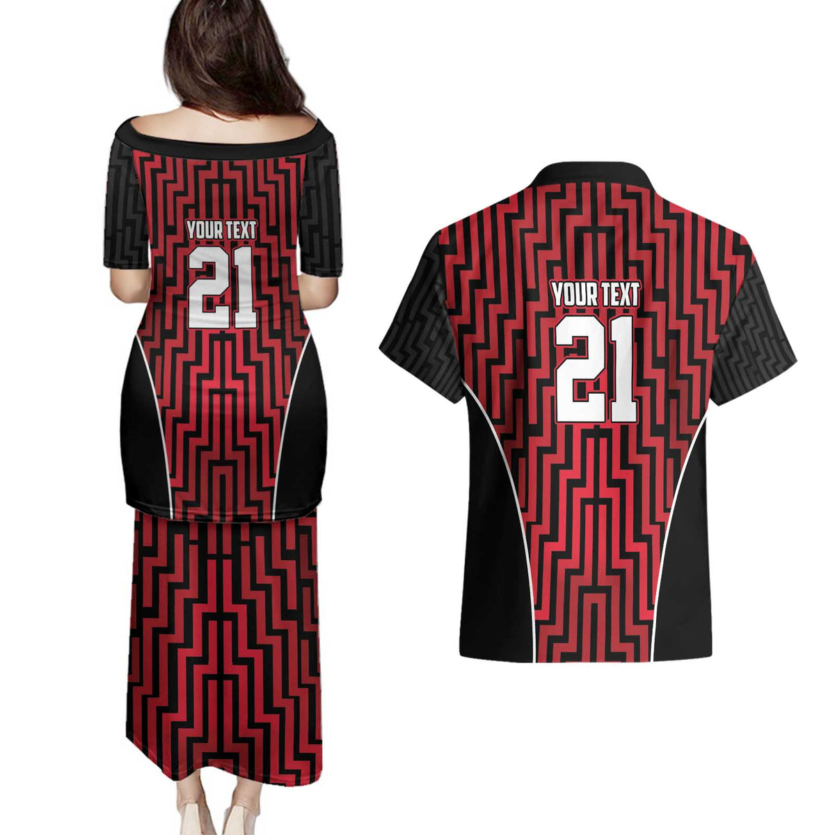 Custom Basketball New Zealand Couples Matching Puletasi and Hawaiian Shirt Red Maori Ta Moko Indigenous - Polynesian Pride