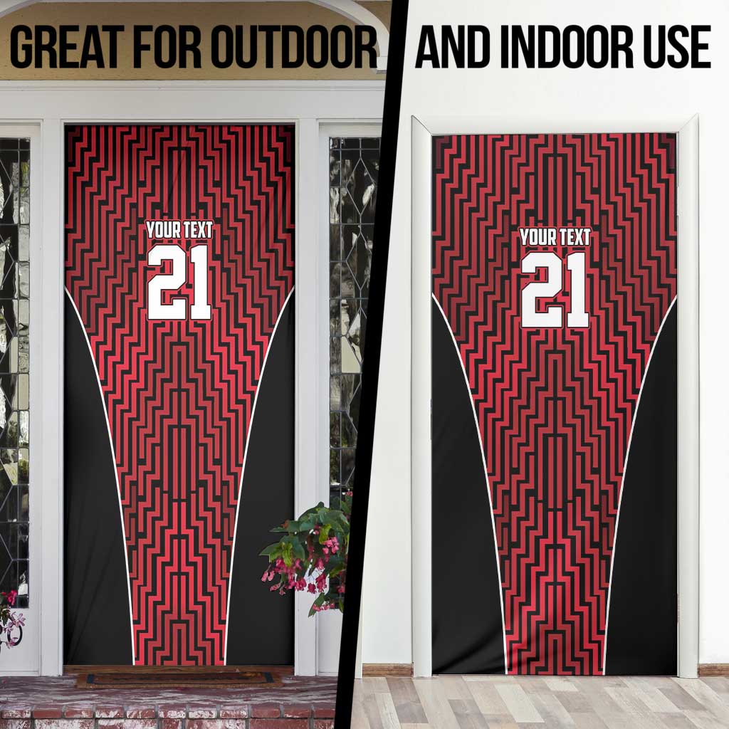 Custom Basketball New Zealand Door Cover Red Maori Ta Moko Indigenous - Polynesian Pride