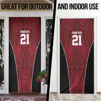 Custom Basketball New Zealand Door Cover Red Maori Ta Moko Indigenous - Polynesian Pride