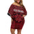 Custom Basketball New Zealand Family Matching Off Shoulder Short Dress and Hawaiian Shirt Red Maori Ta Moko Indigenous - Polynesian Pride