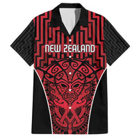 Custom Basketball New Zealand Family Matching Short Sleeve Bodycon Dress and Hawaiian Shirt Red Maori Ta Moko Indigenous - Polynesian Pride