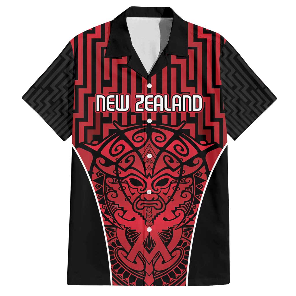 Custom Basketball New Zealand Family Matching Tank Maxi Dress and Hawaiian Shirt Red Maori Ta Moko Indigenous - Polynesian Pride