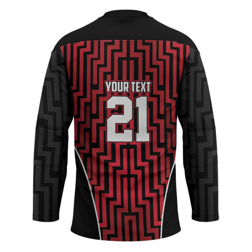 Custom Basketball New Zealand Hockey Jersey Red Maori Ta Moko Indigenous - Polynesian Pride