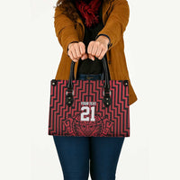 Custom Basketball New Zealand Leather Bag Red Maori Ta Moko Indigenous - Polynesian Pride