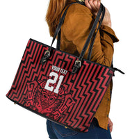 Custom Basketball New Zealand Leather Tote Bag Red Maori Ta Moko Indigenous - Polynesian Pride