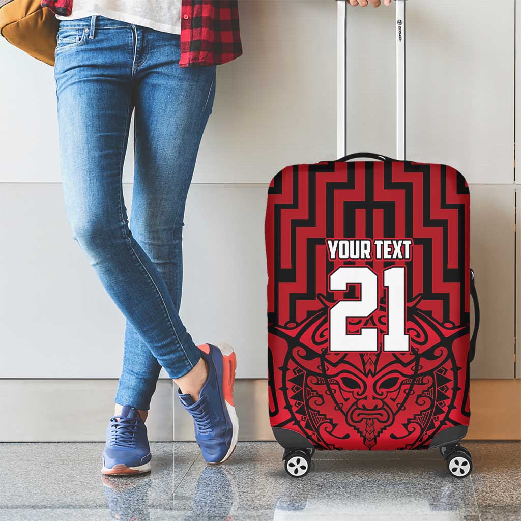 Custom Basketball New Zealand Luggage Cover Red Maori Ta Moko Indigenous - Polynesian Pride