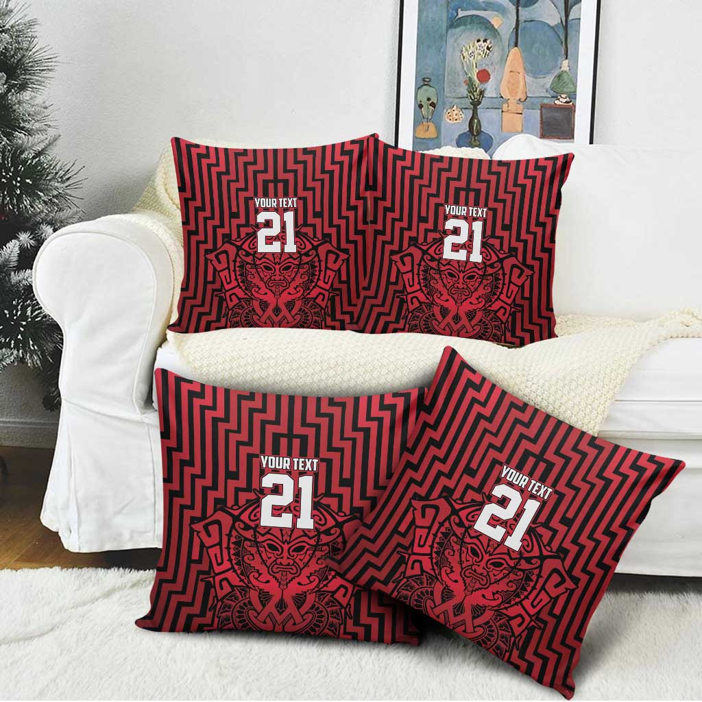 Custom Basketball New Zealand Pillow Cover Red Maori Ta Moko Indigenous - Polynesian Pride