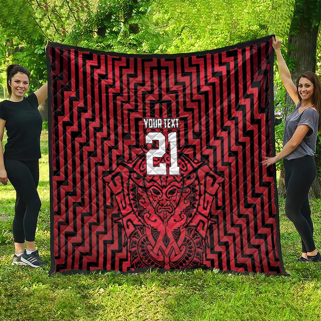 Custom Basketball New Zealand Quilt Red Maori Ta Moko Indigenous - Polynesian Pride