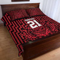 Custom Basketball New Zealand Quilt Bed Set Red Maori Ta Moko Indigenous - Polynesian Pride