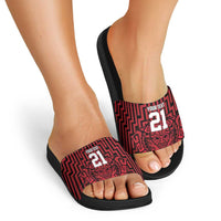 Custom Basketball New Zealand Slide Sandals Red Maori Ta Moko Indigenous - Polynesian Pride
