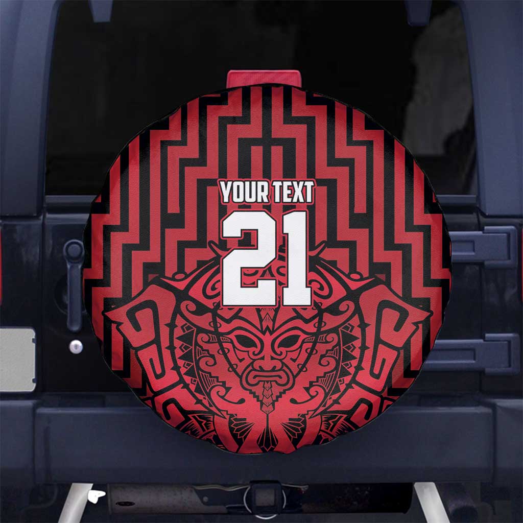 Custom Basketball New Zealand Spare Tire Cover Red Maori Ta Moko Indigenous - Polynesian Pride