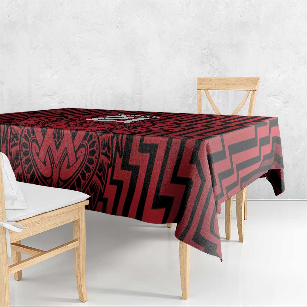 Custom Basketball New Zealand Tablecloth Red Maori Ta Moko Indigenous - Polynesian Pride