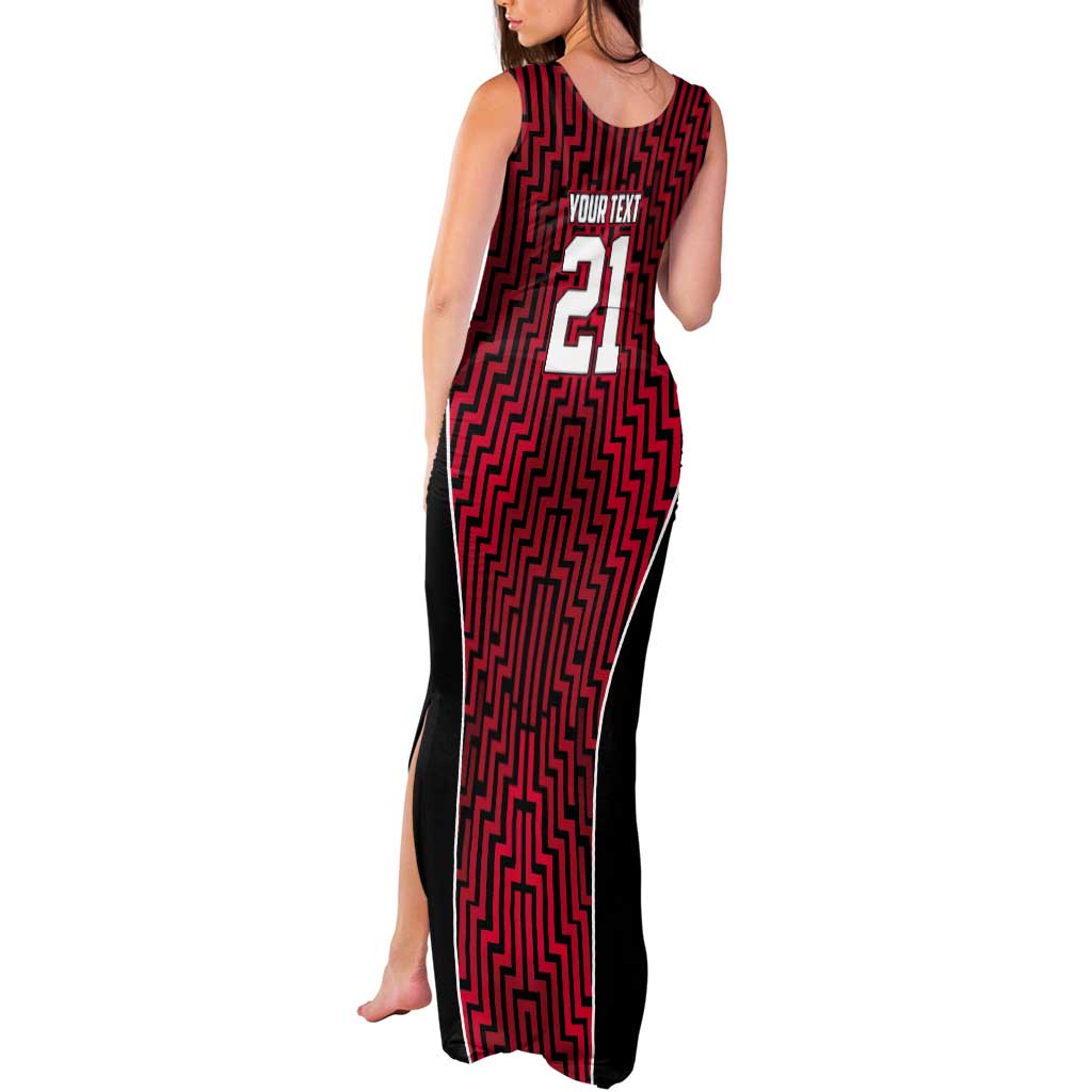 Custom Basketball New Zealand Tank Maxi Dress Red Maori Ta Moko Indigenous - Polynesian Pride
