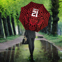 Custom Basketball New Zealand Umbrella Red Maori Ta Moko Indigenous - Polynesian Pride