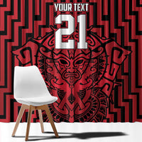 Custom Basketball New Zealand Window Curtain Red Maori Ta Moko Indigenous - Polynesian Pride