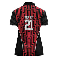 Custom Basketball New Zealand Women Polo Shirt Red Maori Ta Moko Indigenous - Polynesian Pride