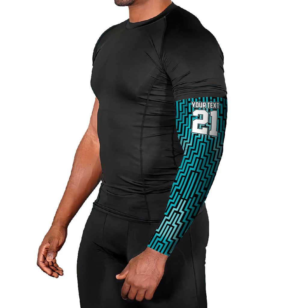 Custom Basketball New Zealand Arm Sleeves Teal Maori Ta Moko Indigenous - Polynesian Pride