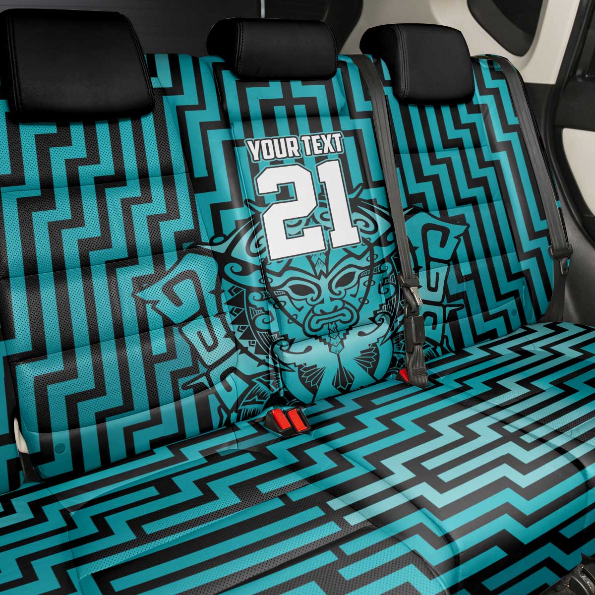Custom Basketball New Zealand Back Car Seat Cover Teal Maori Ta Moko Indigenous - Polynesian Pride