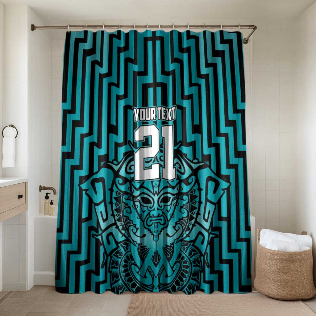 Custom Basketball New Zealand Bathroom Set Teal Maori Ta Moko Indigenous - Polynesian Pride