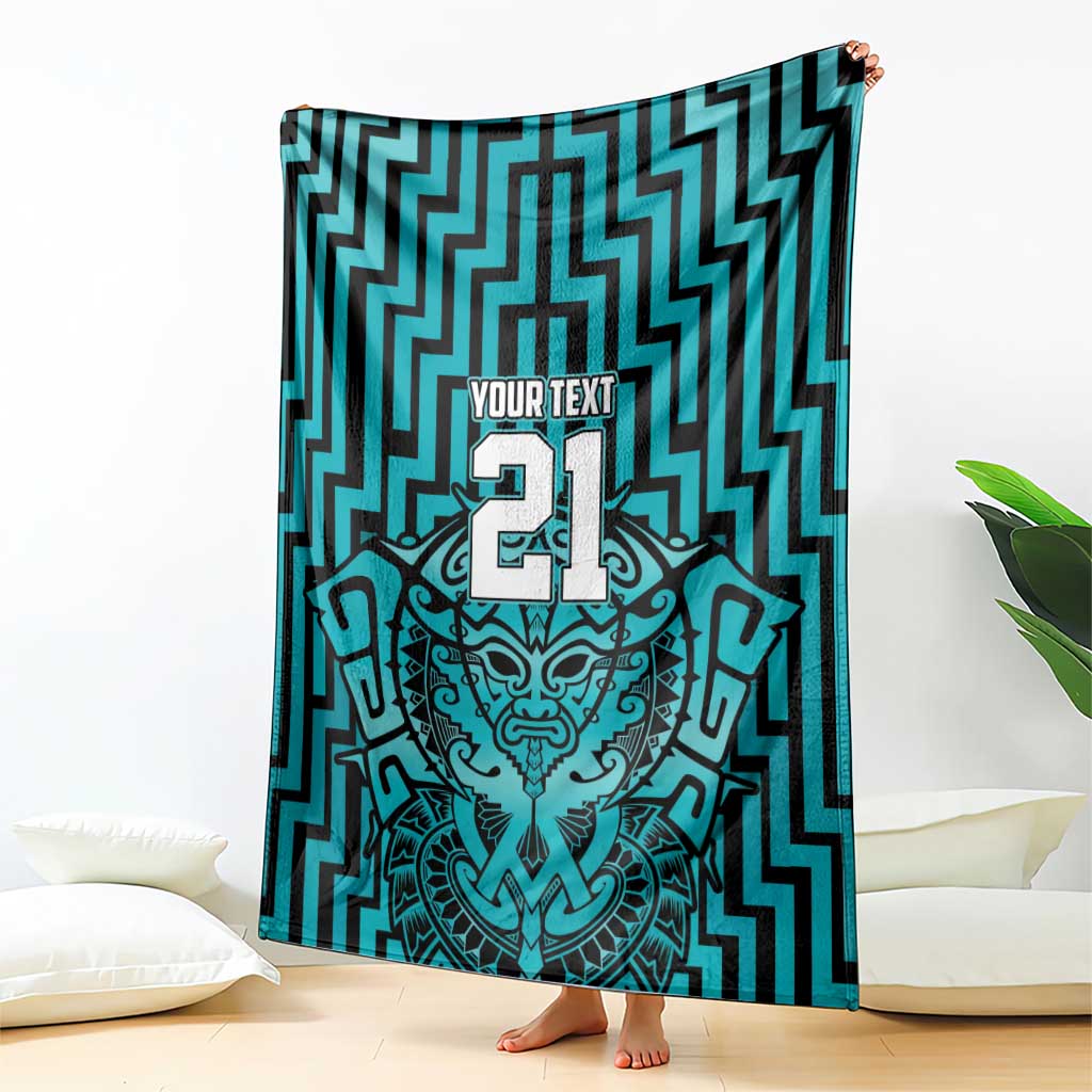 Custom Basketball New Zealand Blanket Teal Maori Ta Moko Indigenous - Polynesian Pride