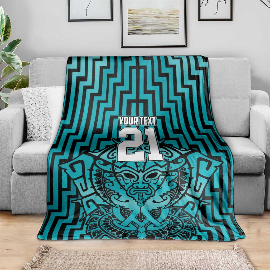 Custom Basketball New Zealand Blanket Teal Maori Ta Moko Indigenous - Polynesian Pride